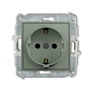 Single socket with the 2P+Z earth SCHUKO mechanism (with increased contact protection/shutter)