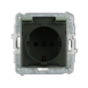 Splash proof socket with the 2P+Z earth SCHUKO mechanism (shaded transparent cover, with increased contact protection/shutter)