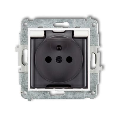 spatwaterdicht schuko stopcontact met randaarde, getinte transparante klep en verhoogde contactbescherming